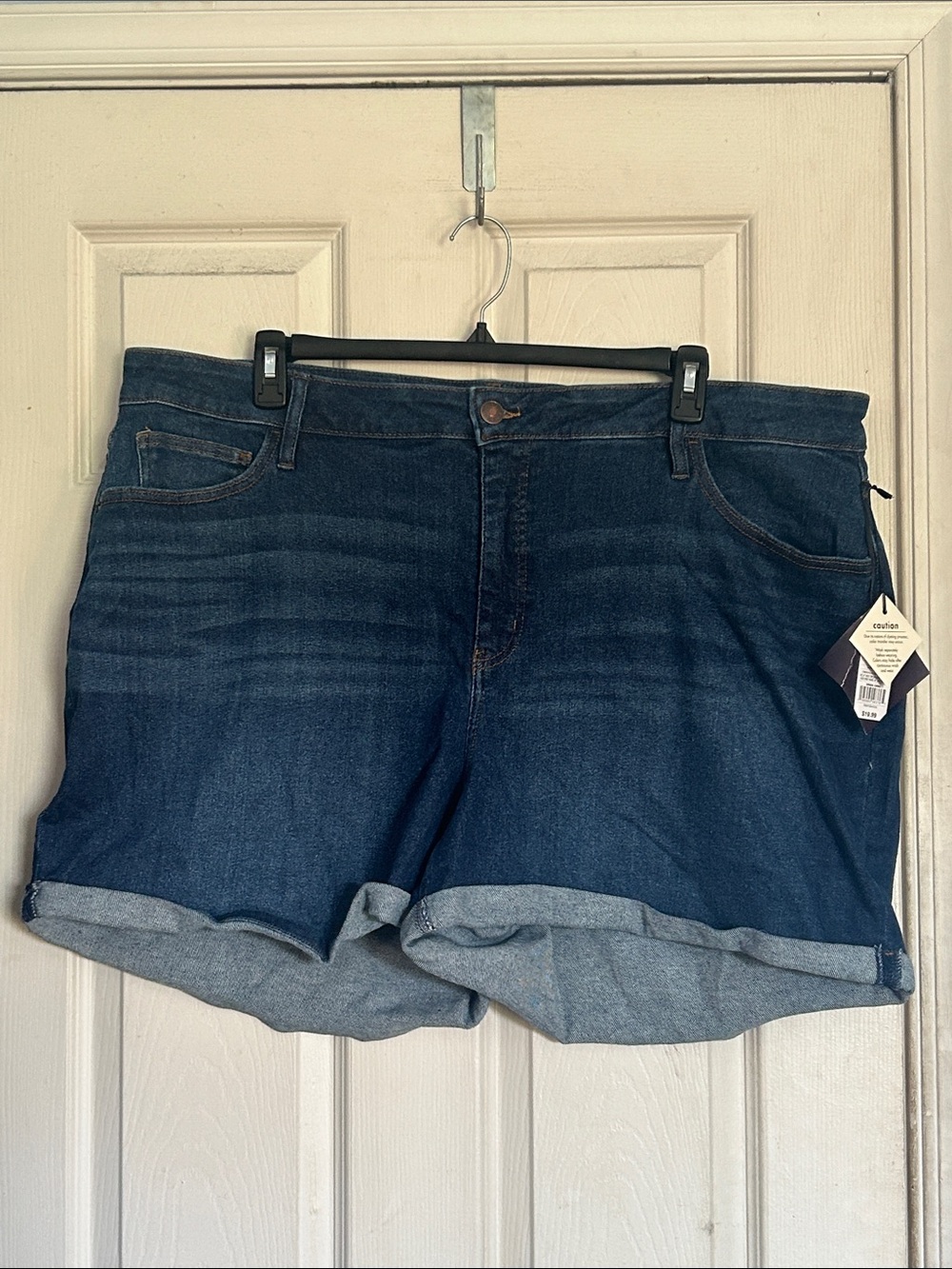 NWT Ava & Viv dark wash high rise midi denim short size 24W